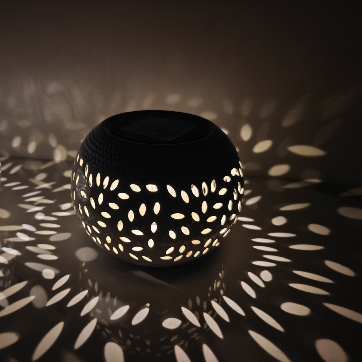 Modern Art Deco Waterproof Solar Hollowed-Out Bowl Iron LED Outdoor Light Landscape Lighting For Garden