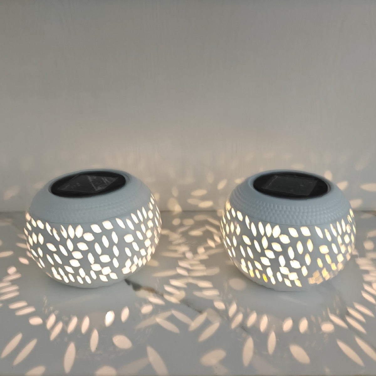 Modern Art Deco Waterproof Solar Hollowed-Out Bowl Iron LED Outdoor Light Landscape Lighting For Garden