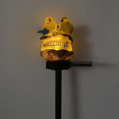 Contemporary Retro Bird Waterproof Solar PP Resin LED Outdoor Light Landscape Lighting For Garden