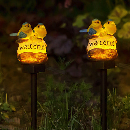 Contemporary Retro Bird Waterproof Solar PP Resin LED Outdoor Light Landscape Lighting For Garden