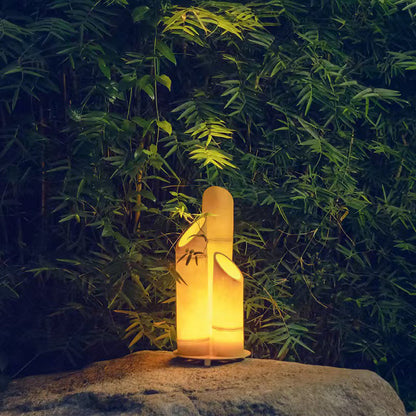 Traditional Rustic Waterproof Solar Bamboo FRP Resin LED Outdoor Light Landscape Lighting For Garden