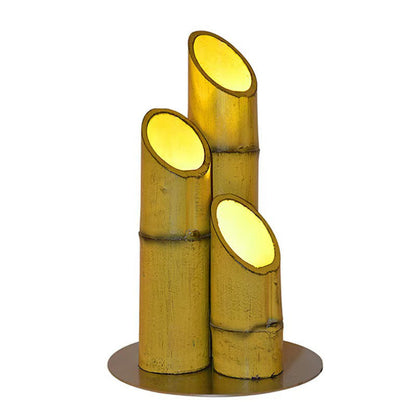 Traditional Rustic Waterproof Solar Bamboo FRP Resin LED Outdoor Light Landscape Lighting For Garden