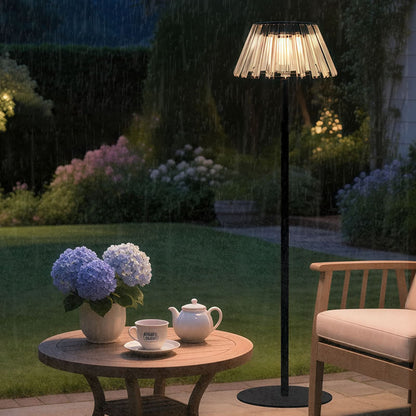 Contemporary Industrial Waterproof Solar USB Iron Glass Outdoor LED Standing Floor Lamp For Garden