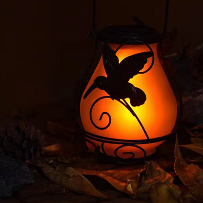 Traditional Rustic Waterproof Solar Lantern Vase Iron Glass LED Outdoor Light Landscape Lighting For Garden