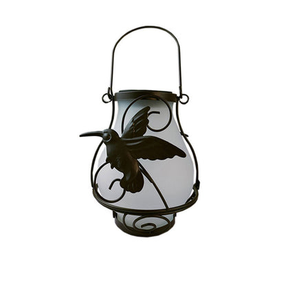 Traditional Rustic Waterproof Solar Lantern Vase Iron Glass LED Outdoor Light Landscape Lighting For Garden