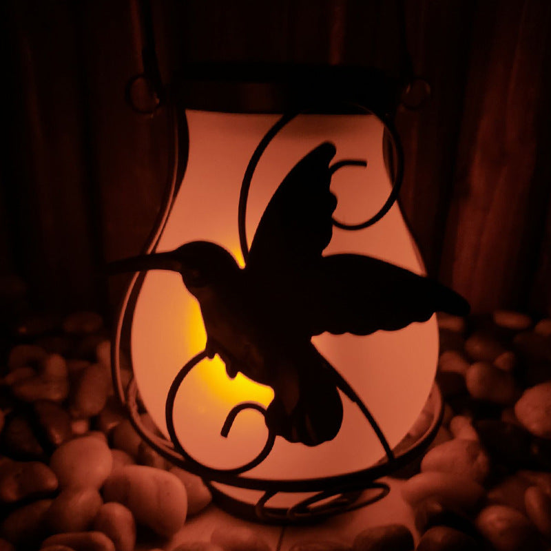 Traditional Rustic Waterproof Solar Lantern Vase Iron Glass LED Outdoor Light Landscape Lighting For Garden