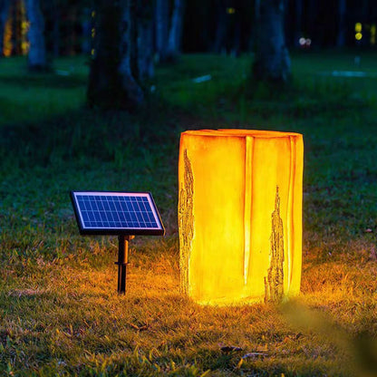 Traditional Rustic Waterproof Solar Tree Stump Resin & FRP LED Outdoor Light Landscape Lighting For Garden