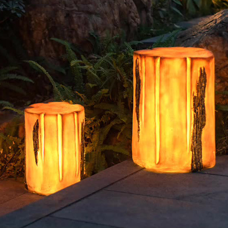 Traditional Rustic Waterproof Solar Tree Stump Resin & FRP LED Outdoor Light Landscape Lighting For Garden