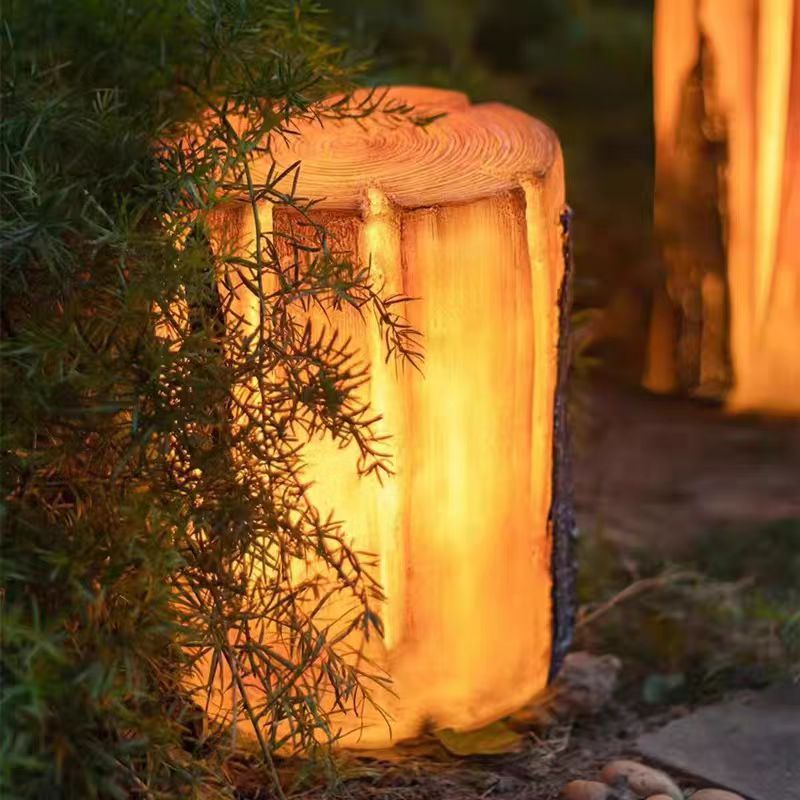Traditional Rustic Waterproof Solar Tree Stump Resin & FRP LED Outdoor Light Landscape Lighting For Garden