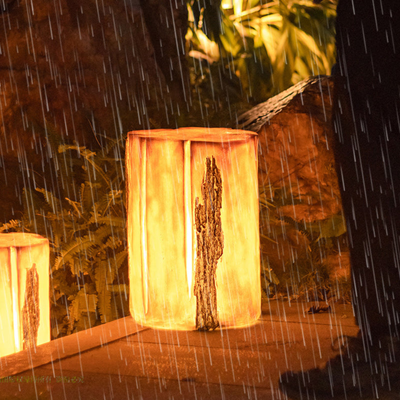 Traditional Rustic Waterproof Solar Tree Stump Resin & FRP LED Outdoor Light Landscape Lighting For Garden