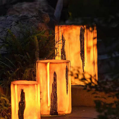 Traditional Rustic Waterproof Solar Tree Stump Resin & FRP LED Outdoor Light Landscape Lighting For Garden