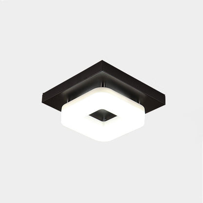 Traditional Chinese Square Iron Acrylic LED Semi-Flush Mount Ceiling Light For Entryway