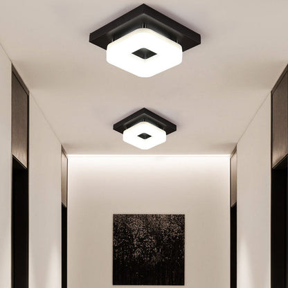 Traditional Chinese Square Iron Acrylic LED Semi-Flush Mount Ceiling Light For Entryway