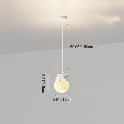 Contemporary Creative Kids Bear Rabbit Iron Resin PLA 1/3-Light Chandelier For Bedroom