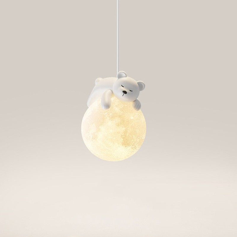 Contemporary Creative Kids Bear Rabbit Iron Resin PLA 1/3-Light Chandelier For Bedroom