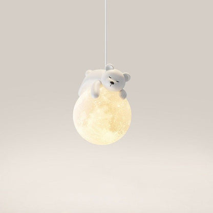 Contemporary Creative Kids Bear Rabbit Iron Resin PLA 1/3-Light Chandelier For Bedroom