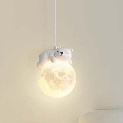 Contemporary Creative Kids Bear Rabbit Iron Resin PLA 1/3-Light Chandelier For Bedroom