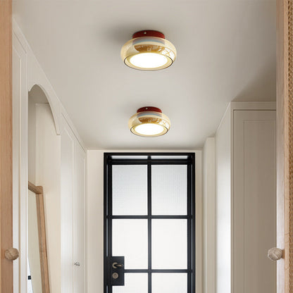 Contemporary Nordic Bowl Iron Acrylic Glass LED Semi-Flush Mount Ceiling Light For Entryway