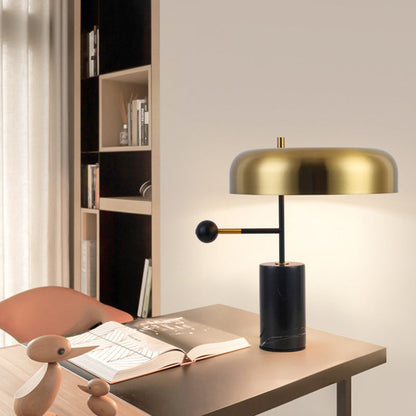 Modern Art Deco Geometric Iron Marble 1-Light Table Lamp For Study