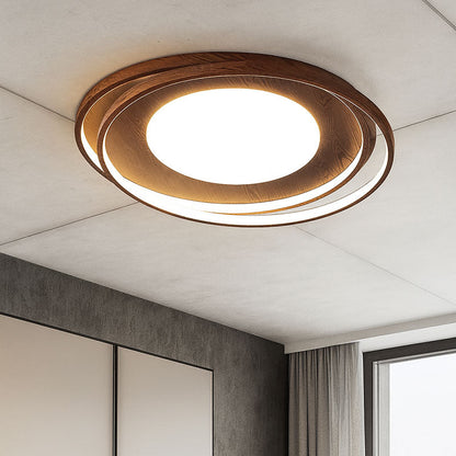 Traditional Vintage Round Iron Acrylic LED Flush Mount Ceiling Light For Living Room