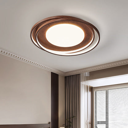 Traditional Vintage Round Iron Acrylic LED Flush Mount Ceiling Light For Living Room