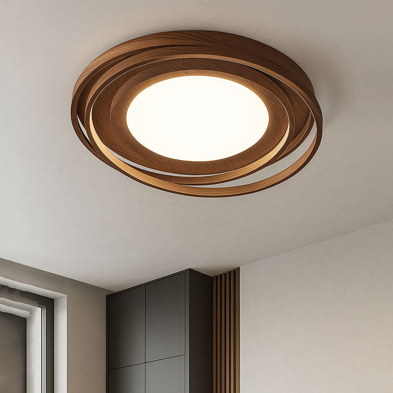 Traditional Vintage Round Iron Acrylic LED Flush Mount Ceiling Light For Living Room