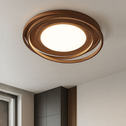 Traditional Vintage Round Iron Acrylic LED Flush Mount Ceiling Light For Living Room
