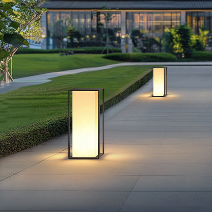 Modern Minimalist Waterproof Solar Rectangular Stainless Steel Acrylic LED Outdoor Light Landscape Lighting For Garden