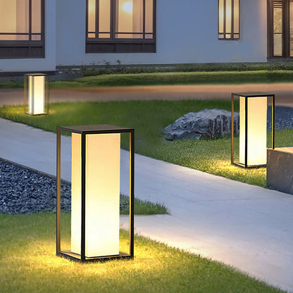 Modern Minimalist Waterproof Solar Rectangular Stainless Steel Acrylic LED Outdoor Light Landscape Lighting For Garden