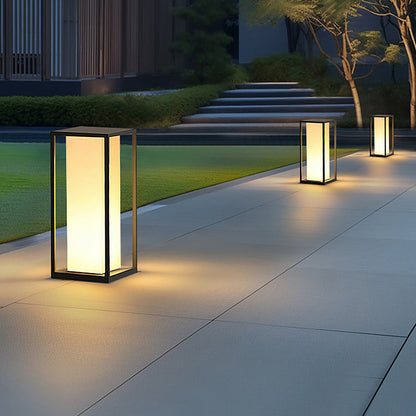 Modern Minimalist Waterproof Solar Rectangular Stainless Steel Acrylic LED Outdoor Light Landscape Lighting For Garden