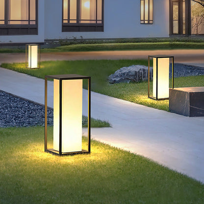 Modern Minimalist Waterproof Solar Rectangular Stainless Steel Acrylic LED Outdoor Light Landscape Lighting For Garden
