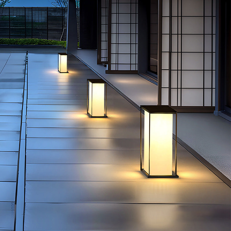 Modern Minimalist Waterproof Solar Rectangular Stainless Steel Acrylic LED Outdoor Light Landscape Lighting For Garden