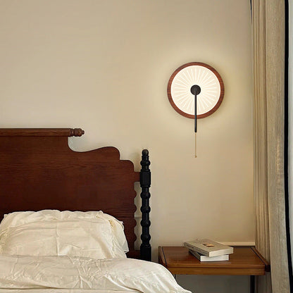 Traditional Vintage Round Iron PE LED Zipper Wall Sconce Lamp For Bedroom