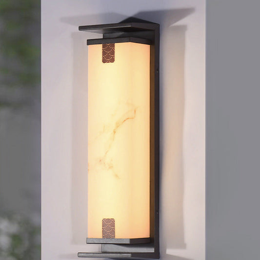 Traditional Chinese Waterproof Solar Rectangular Aluminum Glass LED Outdoor Wall Sconce Lamp For Garden