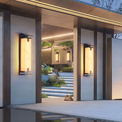 Traditional Chinese Waterproof Solar Rectangular Aluminum Glass LED Outdoor Wall Sconce Lamp For Garden