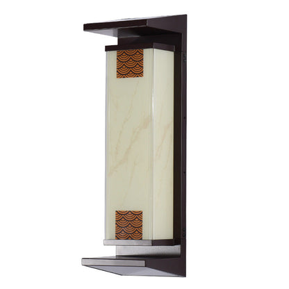 Traditional Chinese Waterproof Solar Rectangular Aluminum Glass LED Outdoor Wall Sconce Lamp For Garden