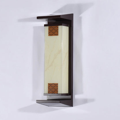 Traditional Chinese Waterproof Solar Rectangular Aluminum Glass LED Outdoor Wall Sconce Lamp For Garden
