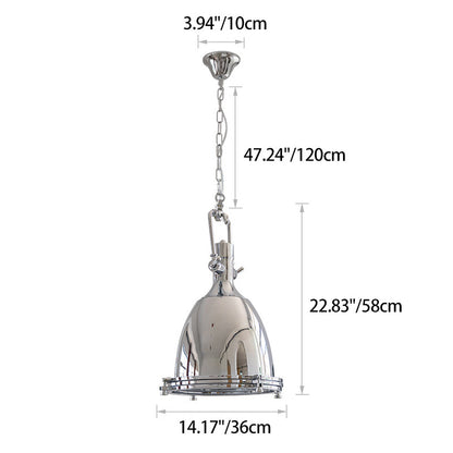 Contemporary Industrial Iron Glass Bowl 1-Light Pendant Light For Dining Room