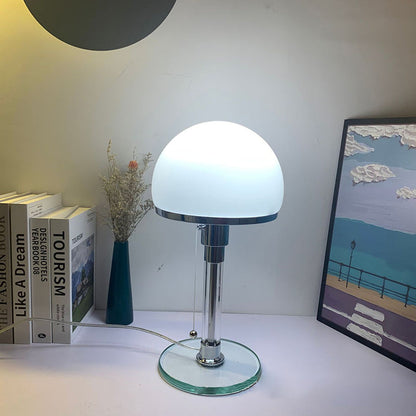 Modern Minimalist Metal Glass Round 1-Light Table Lamp For Bedroom