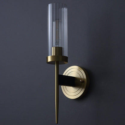 Contemporary Retro Copper Glass Linear 1/2 Light Wall Sconce Lamp For Living Room