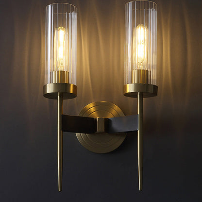 Contemporary Retro Copper Glass Linear 1/2 Light Wall Sconce Lamp For Living Room
