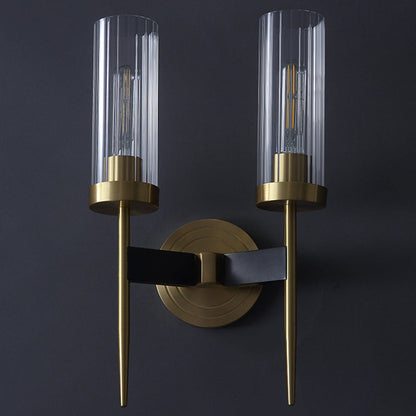 Contemporary Retro Copper Glass Linear 1/2 Light Wall Sconce Lamp For Living Room