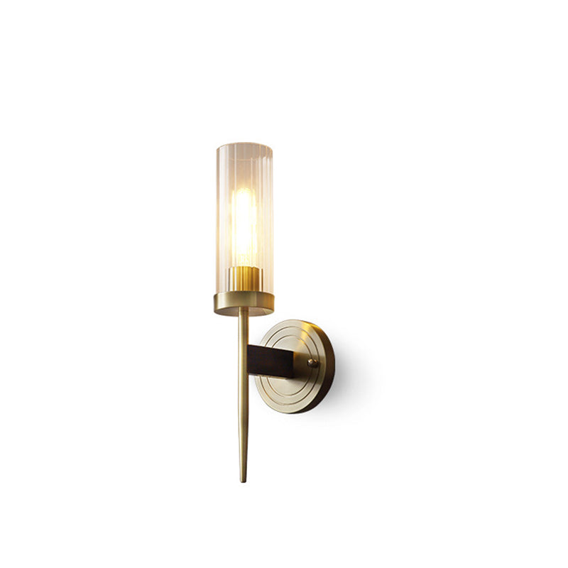 Contemporary Retro Copper Glass Linear 1/2 Light Wall Sconce Lamp For Living Room