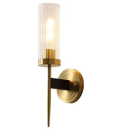 Contemporary Retro Copper Glass Linear 1/2 Light Wall Sconce Lamp For Living Room