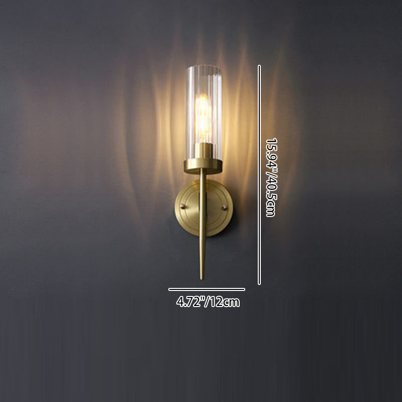 Contemporary Retro Copper Glass Linear 1/2 Light Wall Sconce Lamp For Living Room