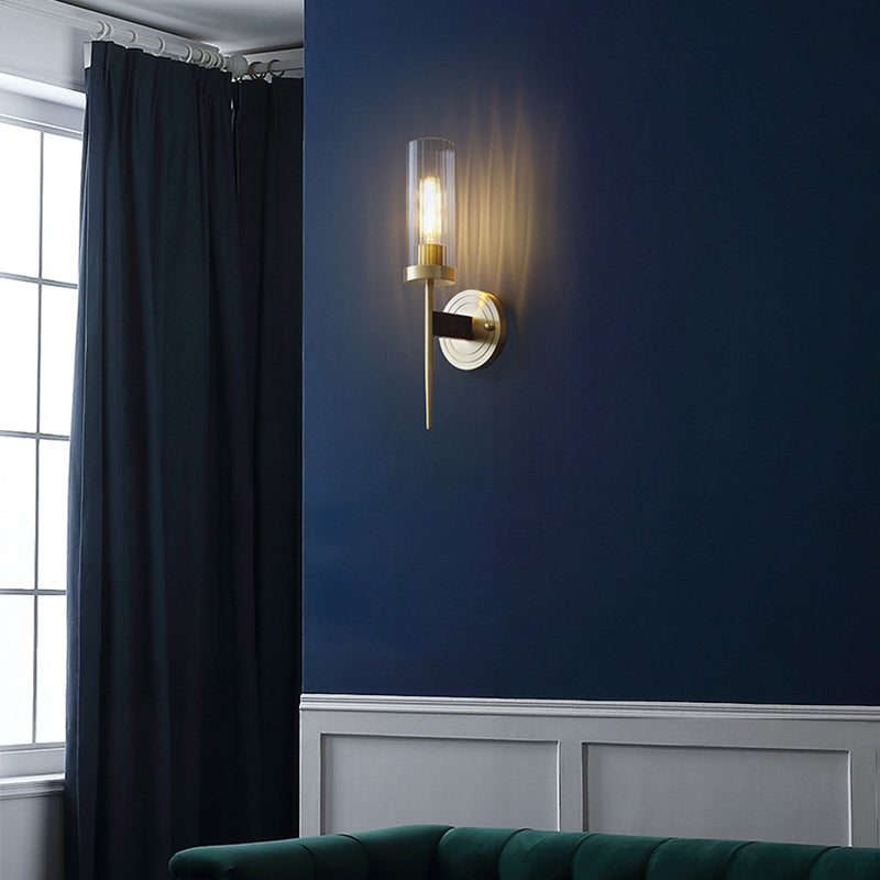 Contemporary Retro Copper Glass Linear 1/2 Light Wall Sconce Lamp For Living Room