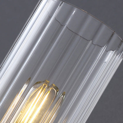 Contemporary Retro Copper Glass Linear 1/2 Light Wall Sconce Lamp For Living Room