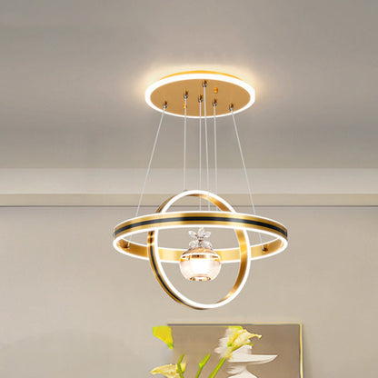 Modern Luxury ABS Iron Aluminum Acrylic Silica Round LED Chandelier For Dining Room