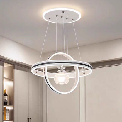 Modern Luxury ABS Iron Aluminum Acrylic Silica Round LED Chandelier For Dining Room