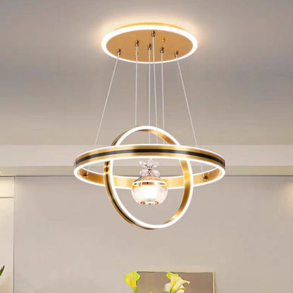 Modern Luxury ABS Iron Aluminum Acrylic Silica Round LED Chandelier For Dining Room